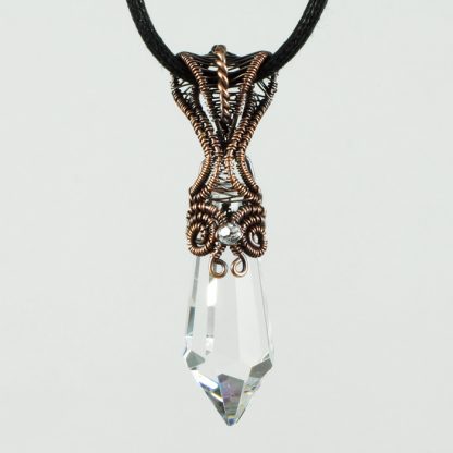 Wire Wrapped Prism Pendant with Cobra Head Bail