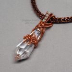 Lead Crystal Prism with Amazonite Beaded Cobra Head Bail Pendant on Viking Knit Necklace