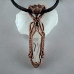 Natural Quartz Crystal Point With Copper Cobra Head Pendant